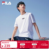 斐乐斐乐官方男装短袖t恤夏季运动T恤男短袖纯棉休闲上衣男 标准白-WT 180/100A/XL