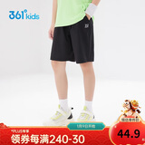 361°儿童短裤夏季男女童3-12岁透气运动裤梭织五分裤 黑 140