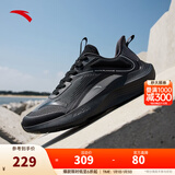 安踏风速丨跑步鞋男冬季轻便减震男士休闲鞋运动鞋子男舒适通勤跑鞋男 【毒刺】碳灰/黑-1 42 (男)