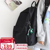 viney背包女双肩包男书包初中高中大学生旅行包小学生三到六年级电脑包时尚大容量简约轻便休闲旅游户外出游韩版运动黑色+恐龙挂件