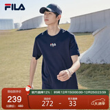 FILA斐乐官方短袖T恤男2025年夏季时尚纯棉圆领透气男士运动t恤针织衫