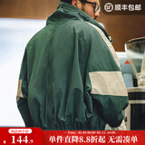 马登工装美式复古运动夹克可拆卸双拉链短款上衣拼接字母外套男潮秋季 绿色 /阿登纳绿 L