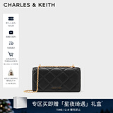 CHARLES&KEITH质感菱格链条小方钱包女包包女包生日礼物圣诞礼物CK6-10680924 Black黑（新2.0） XS