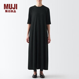 MUJI MUJI 女式 双罗纹编织 五分袖连衣裙 BBP32A2A 裙子 黑色 M