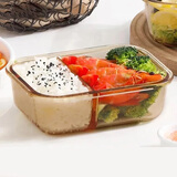康宁餐具 耐热玻璃饭盒猪油罐保鲜盒密封便当盒 盒体可进微波炉烤箱 980ml分隔饭盒