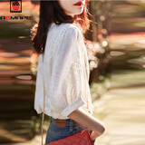 AEMAPE2026夏季新款韩版气质短袖简约刺绣灯笼袖百搭纯色t恤女上衣女 MX-7-8141_白色 L