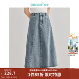 茵曼（INMAN）100%纯棉法式牛仔半身裙2025夏女装新款气质显瘦中高腰A字裙子 浅牛仔 S