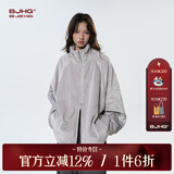 BJHG不计后果美式休闲仿银狐绒外套男春秋款潮牌欧美宽松情侣夹克外套 浅瓦灰 XL XL