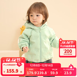 巴拉巴拉宝宝羽绒服男童童装婴儿秋冬女童外套轻薄舒适时尚萌趣潮 粉绿-小熊压胶-白鸭绒 90 （充绒量30g）