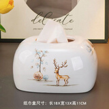 俏芭妃纸巾盒摆件客厅抽纸餐巾创意陶瓷北欧风格餐桌轻奢风茶几ins纸抽 一路有你+弹簧支架
