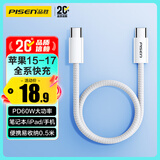 品胜双typec数据线50cm短线PD60W快充电线通用苹果iPhone17/16/15华为小米手机Mac笔记本iPad/AirPods