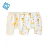 舒贝怡2件装儿童短裤女童男童夏季宝宝大PP裤子纯棉七分裤黄色 90CM