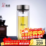 希诺（heenoor）抗菌玻璃杯双层防烫办公车载水杯男高档泡茶杯子XN-9607K 410mL