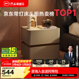 芝华仕（CHEERS）现代简约岩板智能储物带锁卧室无线充电轻奢芝华士新款床头柜G067 慕斯棕-常规款 延期发货（详询客服）