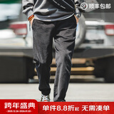 马登工装美式复古垂感灯芯绒长裤子男秋冬新款直筒修身显瘦男士休闲裤 炭黑色 【直筒裤男高级感/条绒裤/黑裤子/男裤】 2XL
