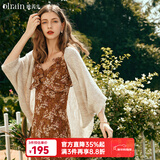 Olrain欧芮儿杏色开衫毛衣女春季女装宽松慵懒薄款针织披肩外套衣服 杏色 M