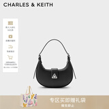 CHARLES&KEITH三角扣新月包腋下包单肩包包女包女友生日新年礼物CK2-50271205 Noir黑色 S