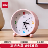 得力闹钟学生儿童专用床头闹钟起床神器强力叫醒静音扫秒-LE308时钟-闹钟(粉)(台)开学季礼物