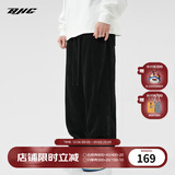 BJHG【一条过冬】不计后果冬灯芯绒加厚直筒休闲裤男潮宽松加绒阔腿裤  炭黑色 L (120-140斤）