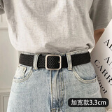 斐卡薇 懒人腰带 弹力帆布皮带男女休闲户外学生牛仔裤军训百搭编制裤带 【方扣】米色