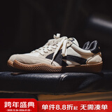 马登箭头德训鞋子男夏秋透气平底休闲板鞋复古阿甘小白鞋网面运动鞋 米白色 40 男码-偏大一码