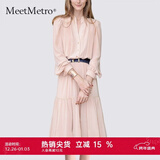 MeetMetro玛依尔法式仙女连衣裙女2025秋新款高端气质纯欲风裙子礼服长裙 藕粉MG184213 XL