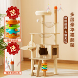 唐米吉吉加粗大型猫爬架猫窝猫树一体太空舱猫架子小户型不占地剑麻猫玩具 【167cm双舱豪华猫爬架】吊床玩具一体