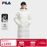 斐乐 斐护科技|斐乐女装长款羽绒服冬季休闲简约连帽保暖羽绒外套 云菇白-WT 165/84A/M