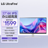 LG 27英寸 4K电脑显示器 IPS高清 HDR400 1200:1对比度 适用PS5 游戏办公外接笔记本显示屏 27UP600K