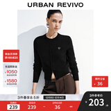 UR2025秋季新款女装简约休闲亮片装饰针织开衫UWB950011 黑色 S