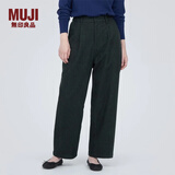 MUJI女式 弹力起毛 抽褶裤 休闲西裤长裤子春秋款 BE1P0C3A 深灰色 M (160/66A)