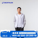 迪卡侬防晒衣男户外跑步衣速干防风帽衫极地白L-4826171