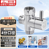 潜水艇（Submarine）F306三通分水器一进二出角阀活接分流器4分接口主体铜镀铬带开关