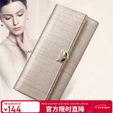 金狐狸（FOXER）牛皮女士钱包大容量长款卡包钱票夹手拿包零钱包元旦礼物送女生