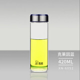 希诺（heenoor）单层加厚透明玻璃杯水晶杯泡茶杯车载便携水杯礼品装小熊水杯 XN-6052克莱因蓝420ml