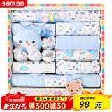 班杰威尔（Banjvall）新生儿衣服秋冬婴儿衣服礼盒套装纯棉刚出生宝宝衣服满月见面礼 四季晴天熊蓝色 59cm (0-6个月)