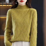 斐特玛【撤柜精品】针织衫女加厚款内搭打底衫半高领毛衣秋冬季针衫女士 芥黄色 3XL