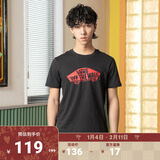 VANS范斯官方 男女情侣短袖T恤黑红夏季印花滑板Logo出游好物 黑色 XS