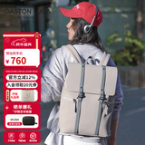 GASTON LUGA原创潮牌背包男双肩包皮大容量男女电脑包书包防水旅行商务出差 浅灰褐13英寸