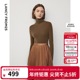 朗姿骐骥红【羊毛Basic衣橱】纯羊毛毛针织衫冬季新款修身长袖毛衣 深咖色2 M