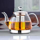 borunHOME  耐热玻璃茶壶电陶炉电磁炉专用黑茶普洱煮茶壶烧水壶泡茶壶套餐 【玻璃把手】单壶 1.3L