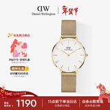丹尼尔惠灵顿（DanielWellington）DW女士手表椭圆腕表小众轻奢石英压纹皮表带欧美表新年送女友礼物