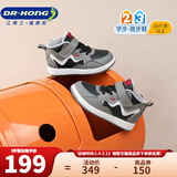 江博士秋冬男女童拼色保暖学步鞋 户外休闲魔术贴儿童运动鞋 灰/黑(内里加绒) 28 脚长约16.9-17.4