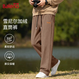 班尼路（Baleno）休闲裤男冬季加绒保暖男士直筒阔腿裤潮流雪尼尔简约宽松裤子冬装