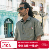 AKSERIES新复古回潮夏季麻棉休闲短袖衬衫男商场同款AK男装2115001 军绿 M