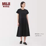 MUJI女式凉感短袖连衣裙女装裙子25年夏季连身裙长裙BC2LKA5S 黑色 M (160/84A)