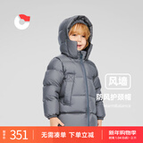 保姆鹅  【风墙】儿童羽绒服宝宝中长款护脸加厚外套保暖童装[NG2664] 大象灰 140