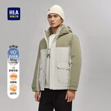 海澜之家（HLA）羽绒服男冬季运动连帽三防石墨烯蓄热外套男冬季 卡其镶拼8G XL 180/96A推荐151~164斤