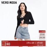 VEROMODA牛仔短裤女2025秋冬新款街头风A版高腰短款水钻哥特风腰牌裙裤 牛仔蓝色 XL