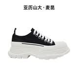 亚历山大麦昆（Alexander McQueen）女鞋经典休闲运动鞋黑白帆布鞋697072 W4AAQ 1070 37礼物